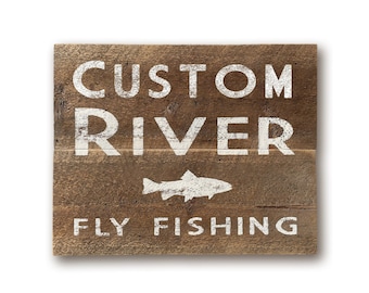 PERSONALIZED Fly Fishing Art, Fly Fishing, Montana Art, Barnwood Art, Barnwood Sign, Reclaimed Wood Art, Rustic Art, Old Sign