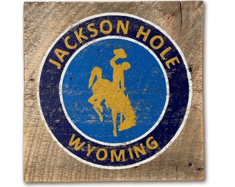 Jackson Hole, Wyoming Art, Cowboy, Jackson Wyoming, Grand Teton National Park, Bucking Horse and Rider, Barnwood Sign, Salvaged Wood Art
