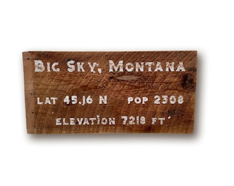 Big Sky Montana Sign: Rustic Reclaimed Barnwood Wall Art