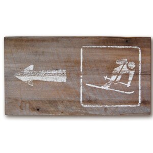 Skier Rustic Reclaimed Wood Sign: Cabin Wall Art