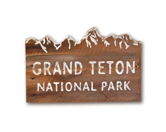 Wyoming Art, Grand Teton National Park, Jackson Hole, Barnwood Sign, Salvaged Wood Art, Rustic Art, National Parks, Barnwood Art, Old Sign