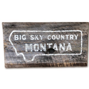 Handmade Montana Reclaimed Barnwood Sign: Big Sky Country Art