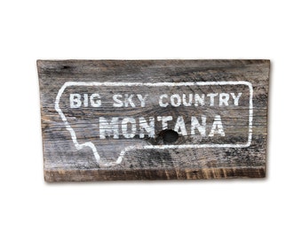 Handmade Montana Reclaimed Barnwood Sign: Big Sky Country Art
