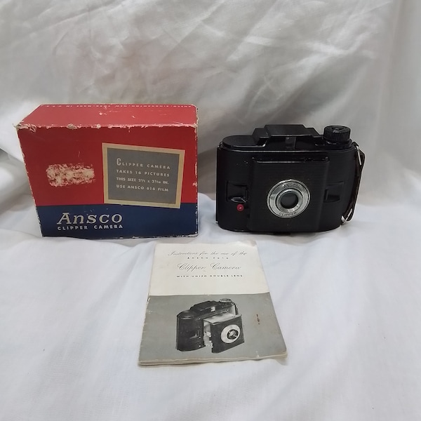 Vintage Ansco Clipper Camera With Original Box And Instructions
