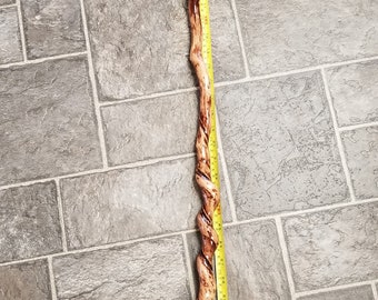 Handmade Twisted Wood Walking Cane with Deer Antler Handle