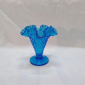 Vintage Fenton Hobnail Trumpet 4&quot; Tall  Vase in Colonial Blue.