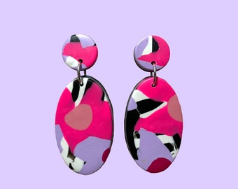 Comet Earrings [Floral Candy] - Maximalism - Polymer clay - Abstract