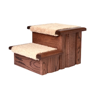 Free Shipping to the lower 48  12&quot; Tall Dog Steps Solid Wood with Carper Treads Pet Steps DS2cOCH