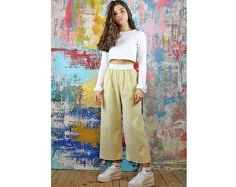 Pastel Lemon  Yellow Cord Pants