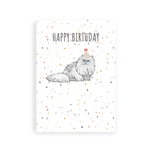 Persian Cat Birthday Card // Persian cat