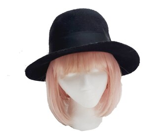 60s Black vintage hat // 60s // unisex