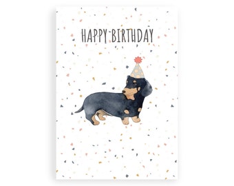 Dachshund Birthday card // Dotson Birthday card // dog birthday card