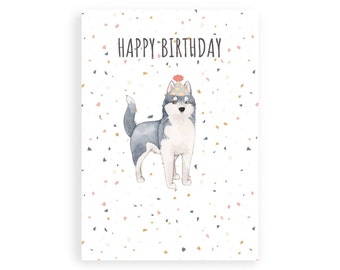 Siberian Husky Birthday Card // Siberian Huskies