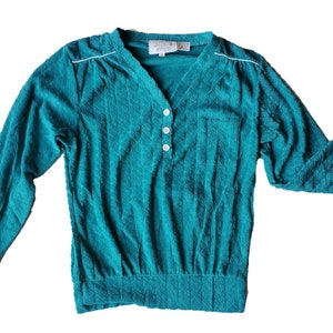 Helen Sue shirt sz small // teal nwt vintage image 1