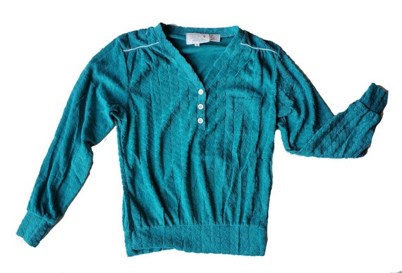 Helen Sue shirt sz small // teal nwt vintage - image 1