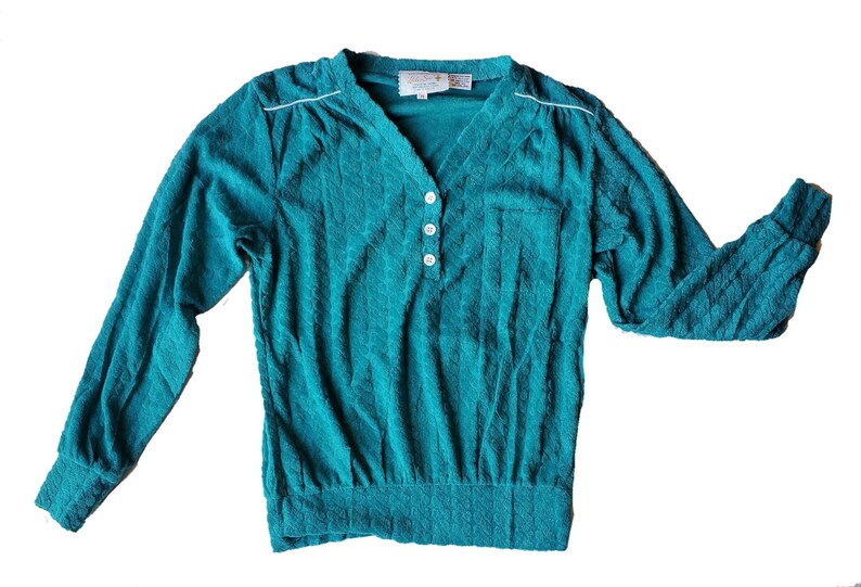 Helen Sue shirt sz small // teal nwt vintage image 1