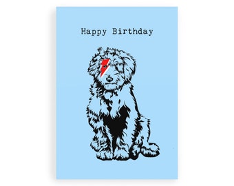 Labradoodle Birthday card //  lightning bolt dog card // golden doodle birthday // cool birthday card