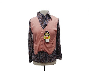 Helen sue vintage shirt L // nwt // vest // floral collared shirt