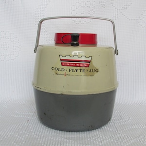 Mid Century Hamilton Skotch metal 1 gallon water jug Cold Flyte model retro vintage fall planter camping gardening outdoor drink dispenser
