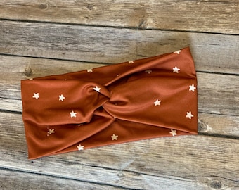 Women’s Knotted Headband - Fall Headband- Halloween Headband- Fall Stars- Knotted Headband - Twist Headband - Wide Headband