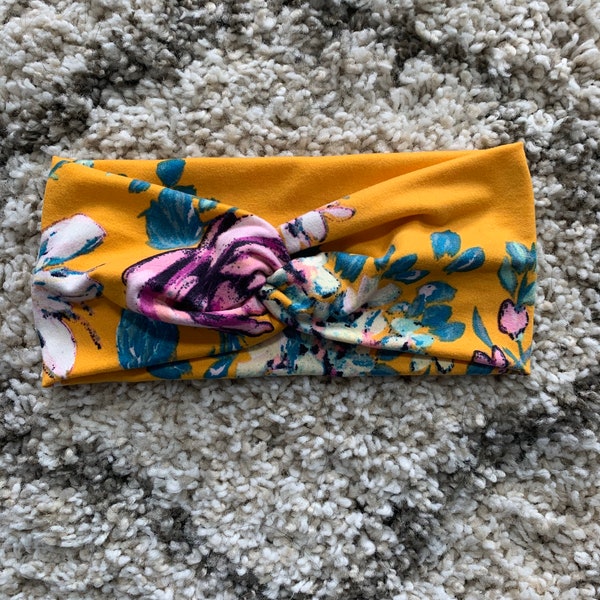 Women’s Knotted Headband - Yellow floral