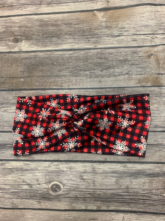 Snowflake Plaid Twist Headband - Christmas Holiday Knit - Etsy