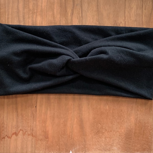 Women’s Knotted Headband - Classic Black - Solid Black - Twist Headband - Wide Headband