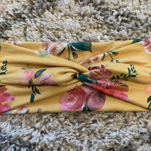 Women’s Knotted Headband - Mustard Floral