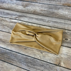 Camel Knotted Headband: Soft Stretchy Khaki Hairband