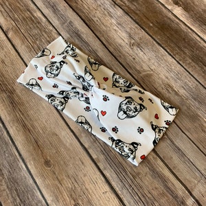 Women’s Knotted Headband - Pit Bull Dog Headband - Twist Headband - Wide Headband