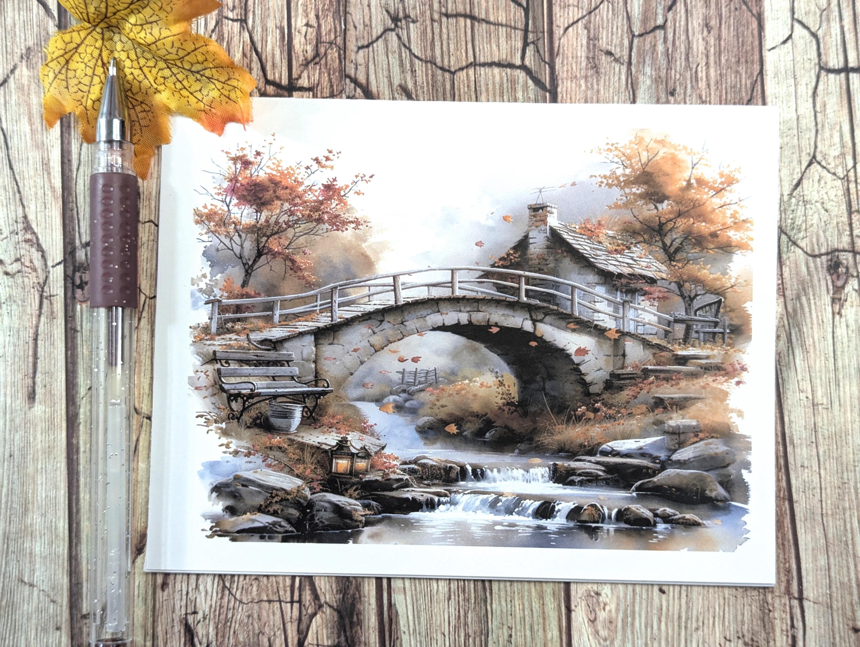 Handmade Fall Note Cards: Cottagecore Autumn Landscape, Set of 8 - Etsy
