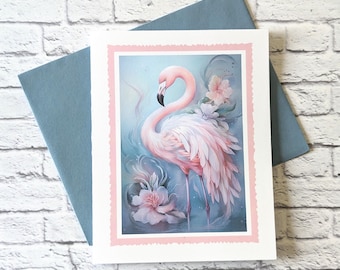 Pink Flamingo Note Cards: Vintage Art Blank Greeting Cards