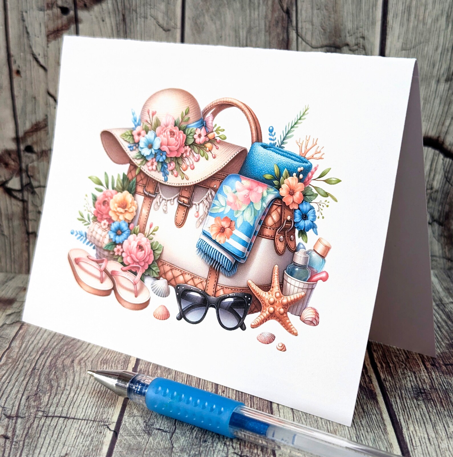 Summer Beach Vibes Greeting Card: Handmade Blank Note Card - Etsy