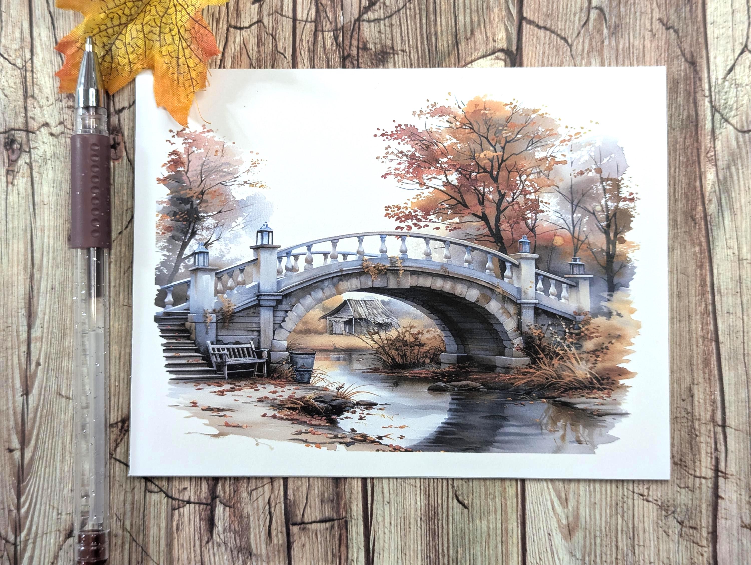 Handmade Fall Note Cards: Cottagecore Autumn Landscape, Set of 8 - Etsy