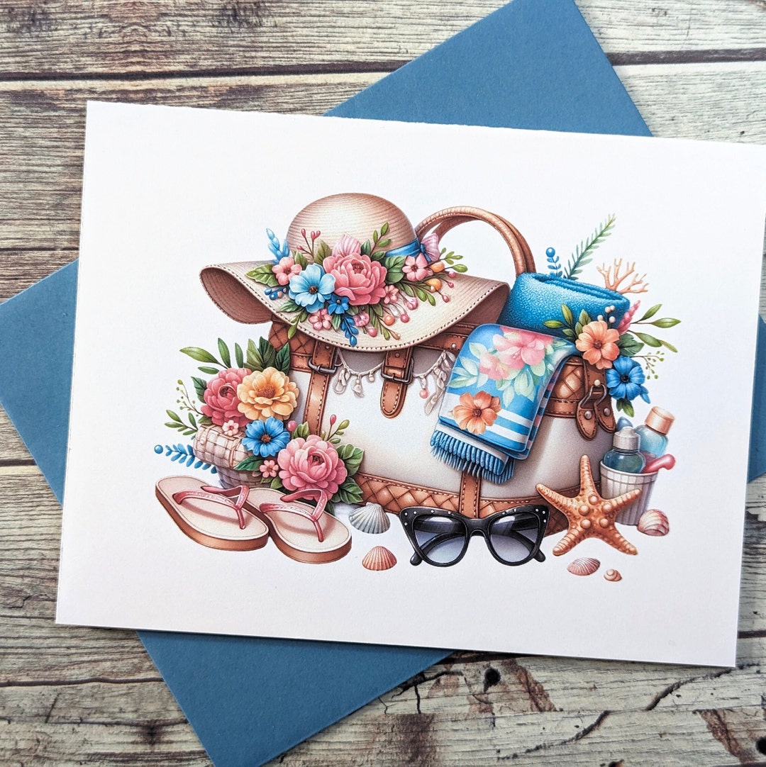 Summer Beach Vibes Greeting Card: Handmade Blank Note Card - Etsy