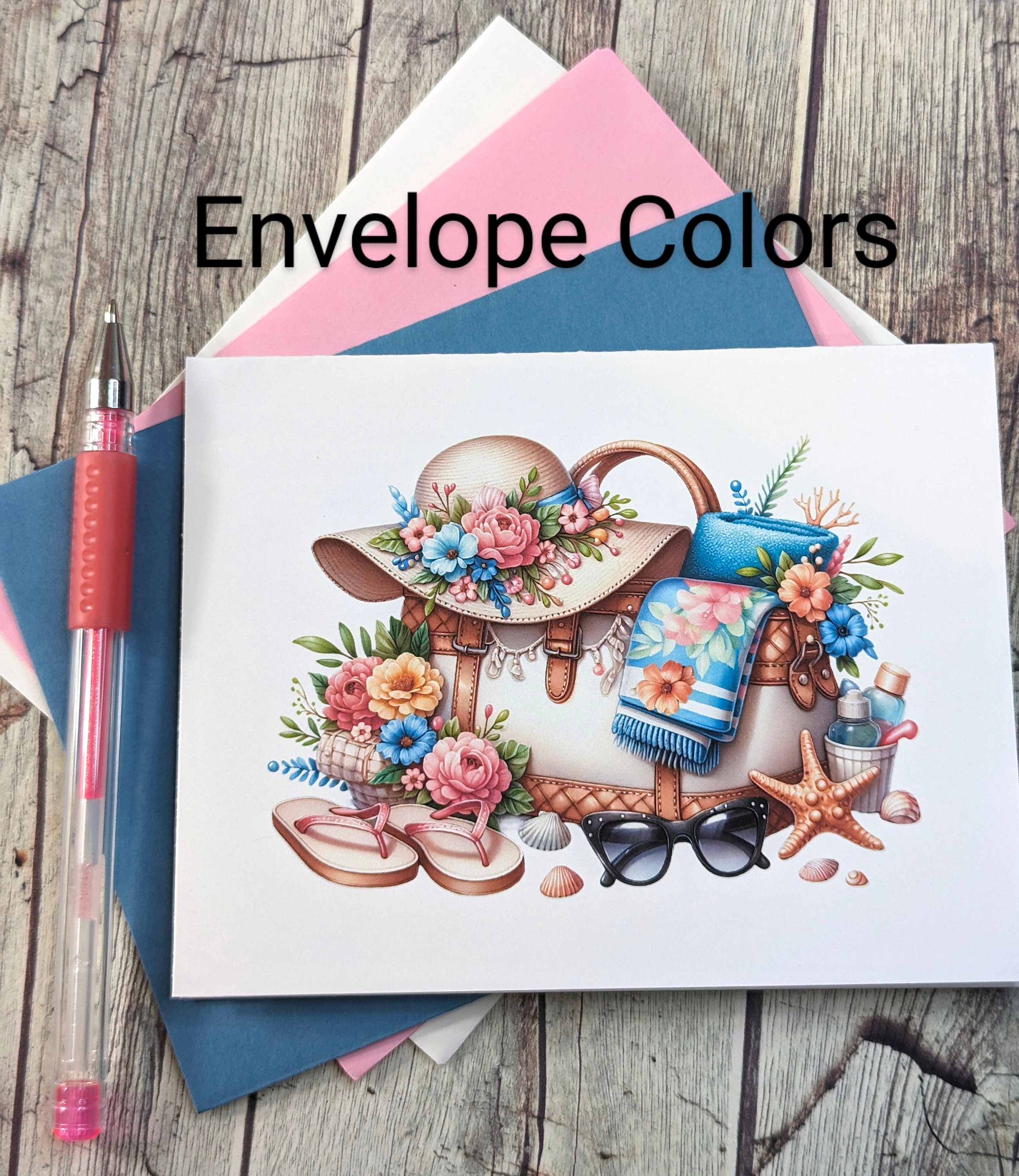 Summer Beach Vibes Greeting Card: Handmade Blank Note Card - Etsy