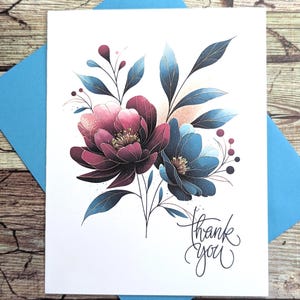 Flower Thank You Cards - Flower Note Cards -  Floral Thank You Note Cards - Thank You Note Cards -  Handmade Thank You Card - Folding Cards