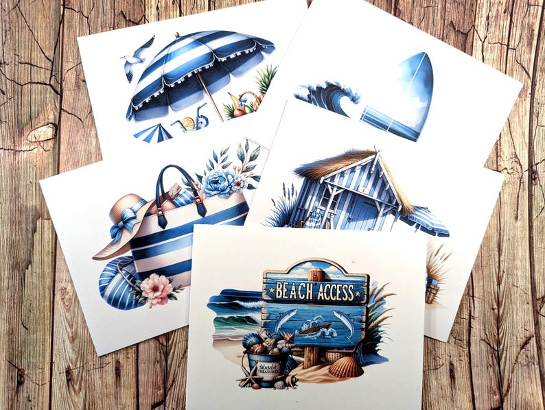 Beach Note Cards - Summer Designs, Assorted Set of 8 - Etsy