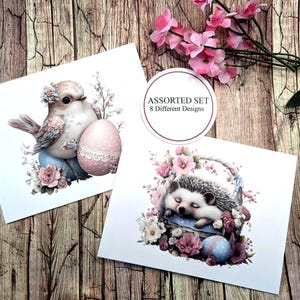 Woodland Animal Easter Cards: Whimsical Spring Assorted Set (8 Designs)
