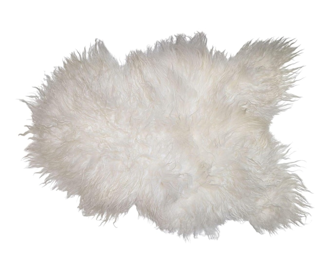 Genuine Icelandic Sheepskin Rug Throw – shade of white  - curly pile