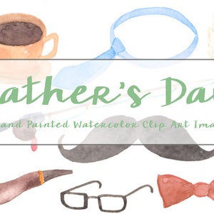Verkauf des Vaters Tag Aquarell Clip Arts Scrapbooking digitale Dateien Schnurrbart Fliege Gläser Download druckbare Papa Bier Angeln