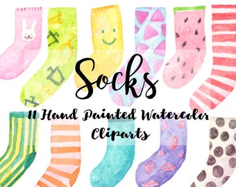 Socks Watercolor Clipart Digital File kids party Download decoration digital kids birthday invitation printable print