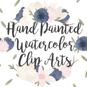 Pink Floral Watercolor ClipArts Scrapbook Digital Files Download Wedding Invite Invitation White Blue sale Leaves Flowers Wreath Printable