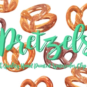 Pretzel bakery Watercolor ClipArts pastry bread Scrapbook Digital File Download Wedding Invitation food Printable