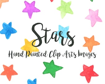 Star pattern Watercolor Clip Arts element Digital Nursery Files Party Wedding Invitation Printable Download colorful geomatric