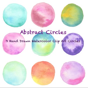 Abstract Circles Watercolor Stroke Brush texture Logo Clip Arts for Scrapbooking Digital Files Printable Download Sale