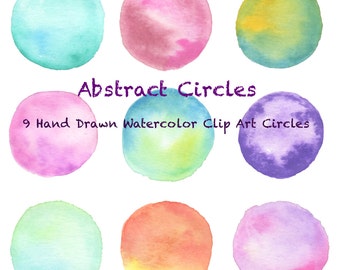 Abstract Circles Watercolor Stroke Brush texture Logo Clip Arts for Scrapbooking Digital Files Printable Download Sale