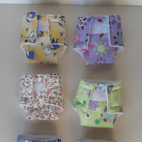 Small Doll Diapers, Reusable Doll Diapers, 12" Doll, Diapers for Stuffed Animals and Dolls, Dolly Diaper, Babydoll Diapers, Diapers for Bear