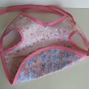 Bib, Bird Bib, Girl Bib, Large Girl Bib, Bib with Ties, Large Bib with Ties, Bib with Shoulders, Baby Girl Gift, Baby Gift, Toddler Bib,
