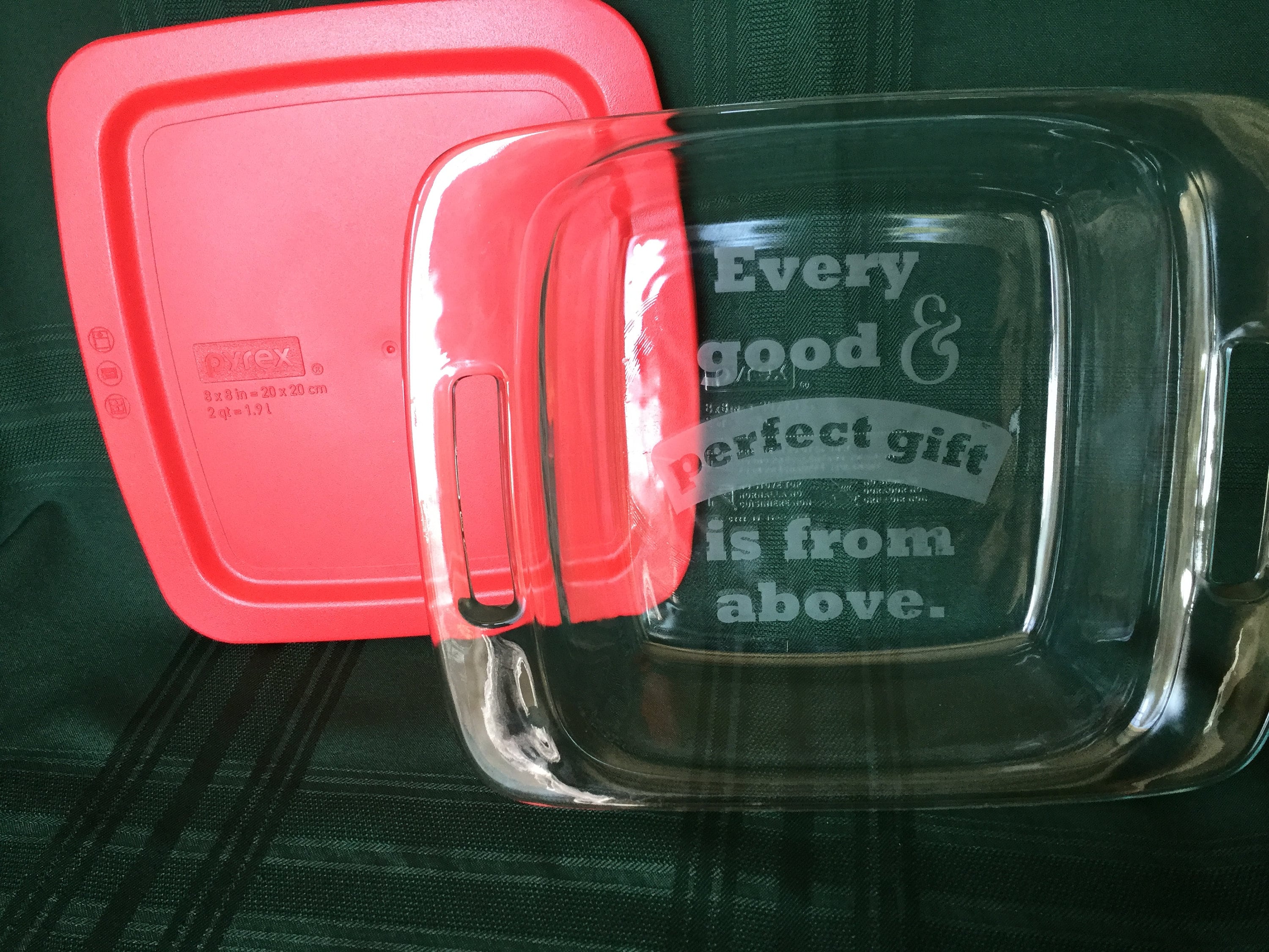 Etched Square Casserole Dish, 8 X 8 Etched Glass Dish, Custom Casserole ...